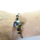 Murano Blue Gold Bangle Bracelet, Venetian Jewelry - JKC Murano