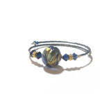 Murano Blue Gold Bangle Bracelet, Venetian Jewelry - JKC Murano