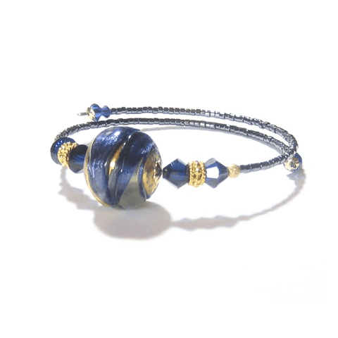 Murano Blue Gold Bangle Bracelet, Venetian Jewelry - JKC Murano