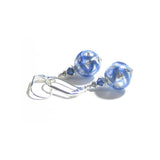 Murano Glass Cobalt Blue Swirl Ball Silver Earrings - JKC Murano