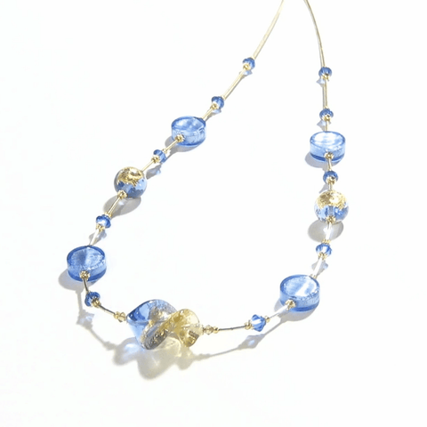 Murano Glass Blue Twist Gold Necklace by JKC Murano - JKC Murano