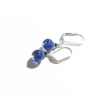 Venetian Glass Cobalt Blue Small Ball Silver Earrings, Murano Glass Handmade Jewelry - JKC Murano