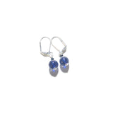Venetian Glass Cobalt Blue Small Ball Silver Earrings, Murano Glass Handmade Jewelry - JKC Murano