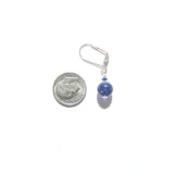 Venetian Glass Cobalt Blue Small Ball Silver Earrings, Murano Glass Handmade Jewelry - JKC Murano