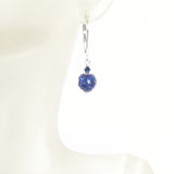 Venetian Glass Cobalt Blue Small Ball Silver Earrings, Murano Glass Handmade Jewelry - JKC Murano