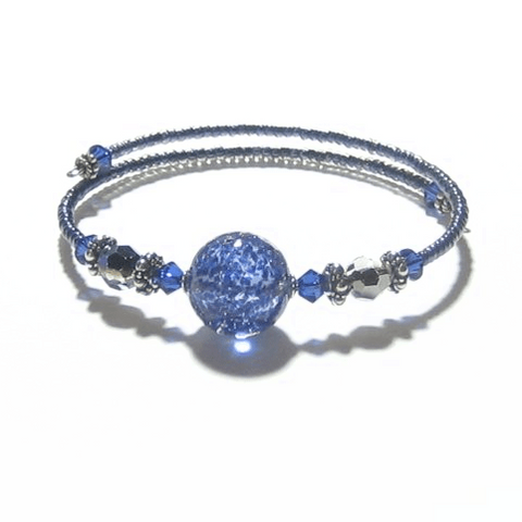Murano Glass Dark Blue Bangle Bracelet, Venetian Glass Jewelry - JKC Murano