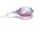 Murano Blown Glass Blue Purple Argyle Disc Silver Pendant - JKC Murano