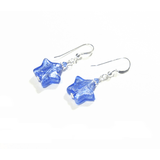 Murano Glass Blue Star Sterling Silver Earrings - JKC Murano