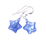 Murano Glass Blue Star Sterling Silver Earrings - JKC Murano