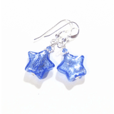 Murano Glass Blue Star Sterling Silver Earrings - JKC Murano