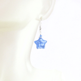 Murano Glass Blue Star Sterling Silver Earrings - JKC Murano