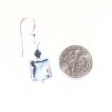 Murano Glass Blue White Black Leopard Cube Sterling Silver Earrings - JKC Murano