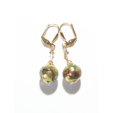 Murano Glass Blue Brown Gold Earrings - JKC Murano