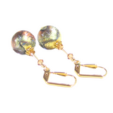 Murano Glass Blue Brown Gold Earrings - JKC Murano