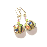 Murano Glass Colorful Dot Gold Earrings - JKC Murano