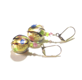Murano Glass Colorful Dot Gold Earrings - JKC Murano
