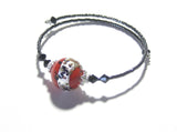 Murano Glass Red Leopard Sterling Silver Bangle Bracelet - JKC Murano