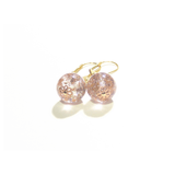 Venetian Glass Clear Copper Ball Gold Earrings - JKC Murano