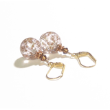 Venetian Glass Clear Copper Ball Gold Earrings - JKC Murano
