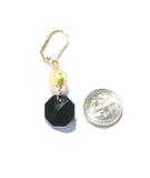 Murano Glass Black Swarovski Drop Gold Earrings - JKC Murano