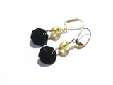 Murano Glass Black Swarovski Drop Gold Earrings - JKC Murano
