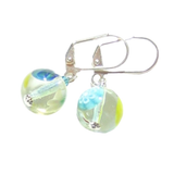 Murano Glass Colorful Millefiori Ball Dangle Silver Earrings - JKC Murano
