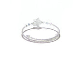Murano Glass Clear Silver Star Bangle Bracelet - JKC Murano