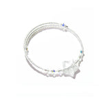 Murano Glass Clear Silver Star Bangle Bracelet - JKC Murano