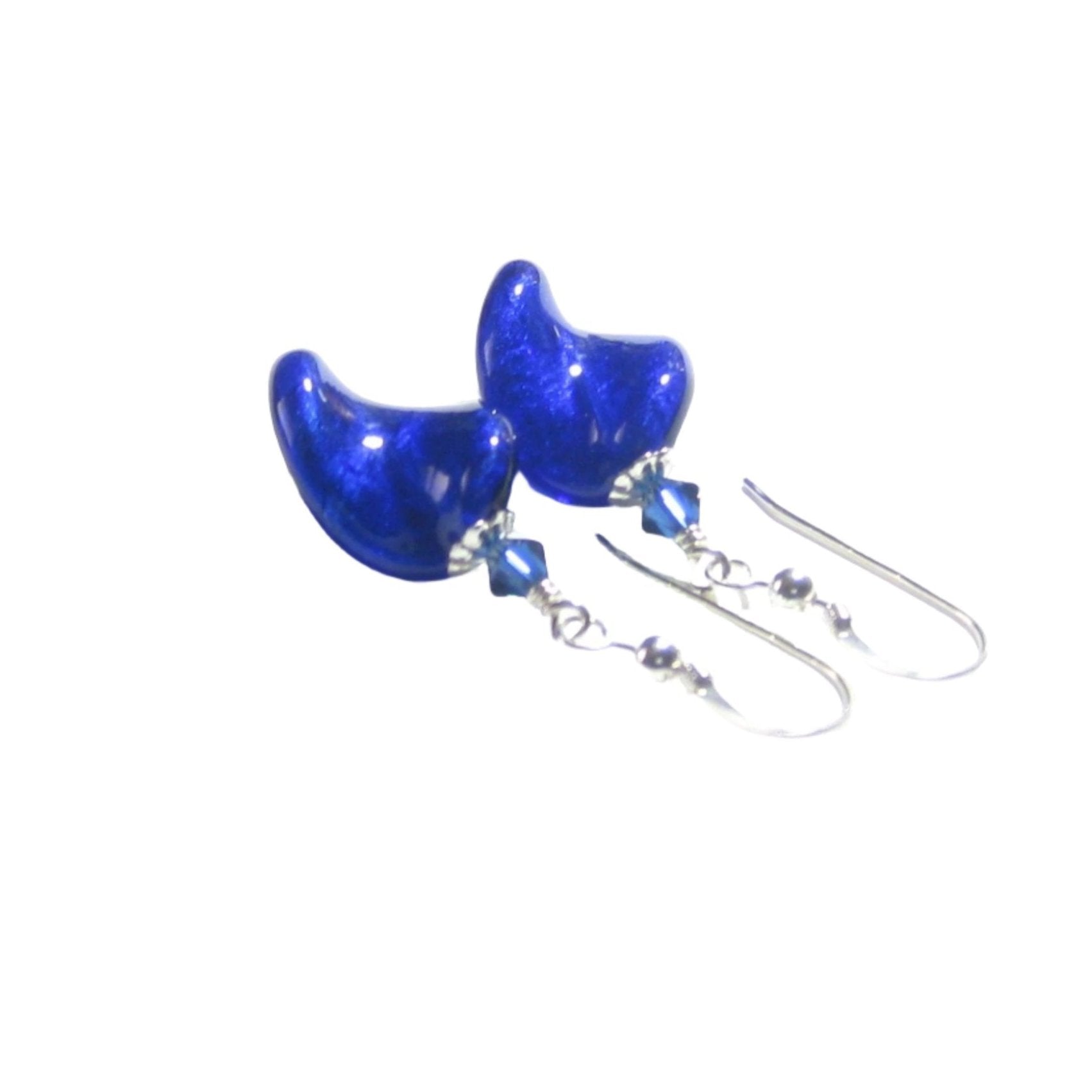 Murano Glass Cobalt Blue 20mm Twist Sterling Silver Earrings - JKC Murano