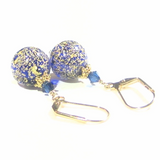 Murano Glass Cobalt Blue Ball Gold Earrings by JKC Murano - JKC Murano