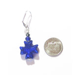 Murano Glass Cobalt Blue Celtic Cross Sterling Silver Earrings - JKC Murano