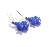 Murano Glass Cobalt Blue Celtic Cross Sterling Silver Earrings - JKC Murano