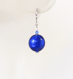 Murano Glass Cobalt Blue Disc Sterling Silver Earrings - JKC Murano