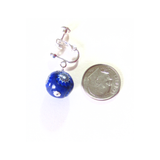 Venetian Glass Cobalt Blue Millefiori Ball Silver Earrings, Clip On Earrings - JKC Murano