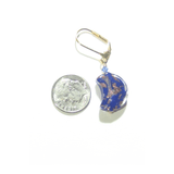 Venetian Glass Blue Copper Moon Gold Earrings By JKC Murano - JKC Murano
