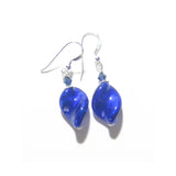 Murano Glass Cobalt Blue 20mm Twist Sterling Silver Earrings - JKC Murano