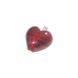 Murano Glass Dark Pink Heart Pendant, Genuine Italian Glass Jewelry - JKC Murano