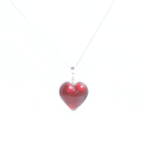Murano Glass Dark Pink Heart Pendant, Genuine Italian Glass Jewelry - JKC Murano