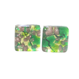 Murano Glass Emerald Green Gold Square Cuff Links - JKC Murano