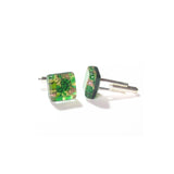 Murano Glass Emerald Green Gold Square Cuff Links - JKC Murano