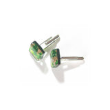Murano Glass Emerald Green Gold Square Cuff Links - JKC Murano