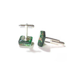 Murano Glass Emerald Green Gold Square Cuff Links - JKC Murano