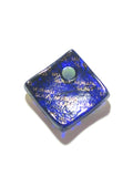 Murano Fused Glass Cobalt Blue Gold Diamond Pendant, Marked Murano - JKC Murano