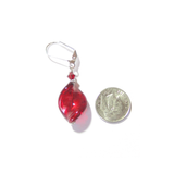 Venetian Glass Large Red Twist Sterling Silver Earrings - JKC Murano