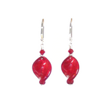 Venetian Glass Large Red Twist Sterling Silver Earrings - JKC Murano