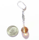 Swarovski Copper Crystal Ball Sterling Silver Drop Earrings - JKC Murano