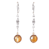 Swarovski Copper Crystal Ball Sterling Silver Drop Earrings - JKC Murano