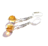 Swarovski Copper Crystal Ball Sterling Silver Drop Earrings - JKC Murano