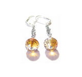 Swarovski Copper Crystal Ball Sterling Silver Drop Earrings - JKC Murano