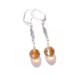 Swarovski Copper Crystal Ball Sterling Silver Drop Earrings - JKC Murano